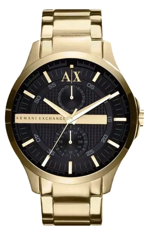 Armani Exchange Hampton AX2122 Men's Chronograph Watch – Black Dial with Gold Stainless Steel Strap